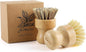 Bamboo Dish Scrub Brushes Set for Kitchen - Wooden Cleaning Scrubbers Brushes, Eco-Friendly Natural Dishes Washing Brush for Dishwashing Cast Iron Pots Pans Skillet Vegetables Sink, Set of 2