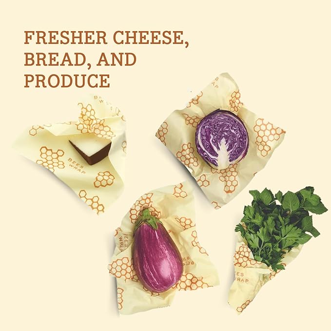 Bee's Wrap Beeswax Wraps for Food - Bread Wrap - Made in USA Reusable Bread Storage Bags - Organic & Eco-Friendly Alternative to Aluminum Foil, Sourdough Bags & Plastic Wrap, Honeycomb