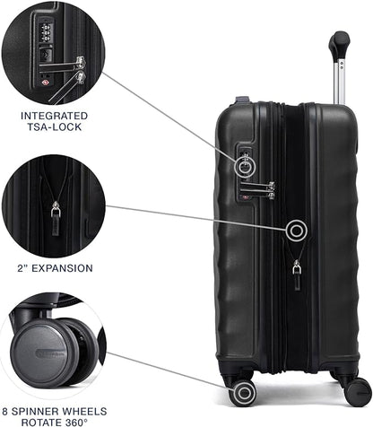 Travelpro Maxlite Air V2 Hardside Expandable Carry on Luggage, 8 Spinner Wheels, Lightweight Hard Shell Suitcase, TSA lock, Black, International Carry On 18-Inch