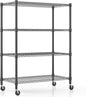 Himimi 18" D×36" W×72" H Storage Shelves with Wheels Metal Wire Shelving Unit 4 Tier Adjustable Shelving Heavy Duty Garage Shelf Organizer Rack Loads 1600LBS，Black