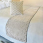 The HomeCentric King/Queen/Twin Grey Decorative King 90"x18" Bed Runner with Pillow Cover, Checkered, Beaded, Hand Embroidery Bed Scarf on Velvet Fabric - The Brick Effect