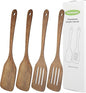 4 Pack Wooden Spatula for Cooking, Non-stick Turner Acacia Wood Spatula for Kitchen Use, Handmade Non-Toxic Cooking Spatula Set for Kitchen Gifts, Ideal Cookware Utensils for Cooking Eggs, Fish