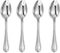 KEAWELL Pearl Edge 4-Piece Premium Spoon Set, 18/10 Stainless Steel, Fine Silverware Spoons with Refined Bead Design, Brightly Polished, Dishwasher Safe (Silver, 6.4" Teaspoons)