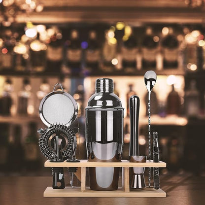 11Pcs-Cocktail Shaker Set Black Bartending Kit 25oz Cocktail Bar Set Cocktail Mix Drink Making Kit Professional Bar and Home Drink Bar Tools for Bartender（Gun-Metal Black）