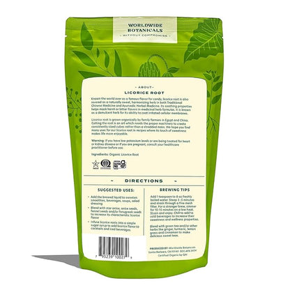 Worldwide Botanicals Organic Licorice Root – 8 oz – 100% Glycyrrhiza glabra –Palo Dulce, Regaliz – Cut & Sift, Naturally Sweet and Soothing, Harmonizing Tea – 8 ounces