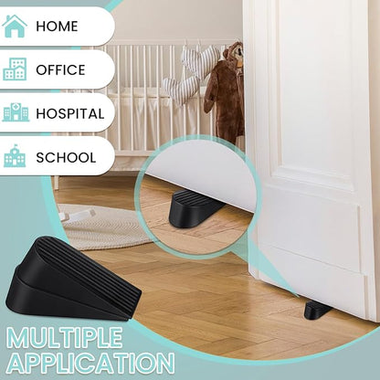 Frienda 16 Pack Large Door Stoppers Heavy Duty Rubber Stopper for Bottom of Door Wedge Stopper for Home Office (Black)