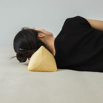 Buckwheat Neck Support Pillow Cervical Neck Cylinder Bolster Pillow Neck Pain Relief Breathable Comfortable for Back and Side Sleepers Round Pillows for Lunch Break Yellow, 6x15 Inch