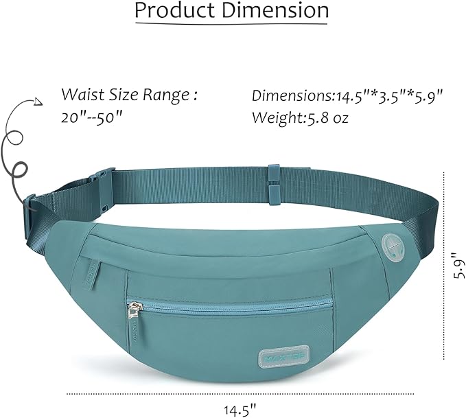 MAXTOP Large Crossbody Fanny Pack with 4-Zipper Pockets,Gifts for Enjoy Sports Festival Workout Traveling Running Casual Hands-Free Wallets Waist Pack Phone Bag Carrying All Phones