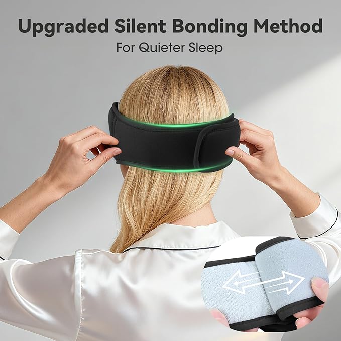 3D Bamboo Cotton Sleep Mask with Bluetooth 5.4 Headphone, Music Wireless Bluetooth Blackout Eye Mask for Side Sleepers, Earphones HD Speaker Microphone for Travel, Gifts for Women Men, Black