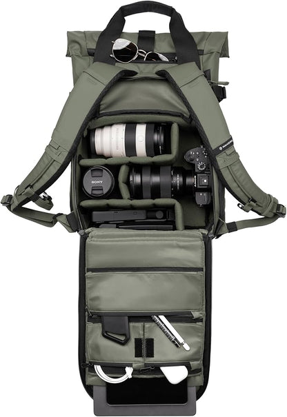 WANDRD All New PRVKE 15L V4 Camera Backpack: Built-In Camera Cube Travel Backpack with Quick Side Access, Rolltop Expansion, Clamshell Opening, Magnetic Tote Handles