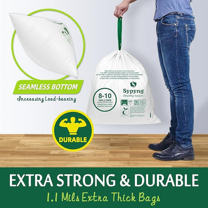 Compostable Kitchen Trash Bags 8-10 Gallon (50-Pack) – Heavy-Duty 1.1 Mil, 100% Biodegradable, ASTM D6400, BPI & OK Compost HOME Certified, Eco-Friendly, Leakproof & Odor Control