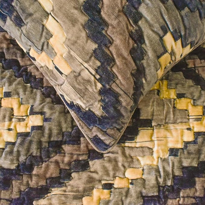 The HomeCentric King/Queen/Twin Beige Decorative CA King 86"x18" Bed Runner Without Pillow Cover, Abstract, Chevron, Quilted Bed Scarf on Suede Velvet Fabric - Paramount