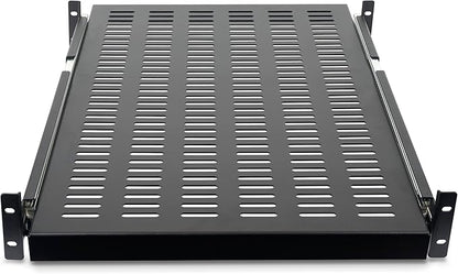 StarTech.com 2U Sliding Server Rack Mount Shelf - 20 to 30in Adjustable Mounting Depth - Vented - 50lb - Heavy Duty Universal 19” Rack Shelf for Equipment Rack - 24in Deep (UNISLDSHF19)