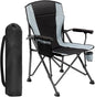 Oversized Folding Camping Chair for Adults, Supports 450 LBS Camping Chairs, Heavy Duty Camping Chair with Side Pockets, Foldable Outdoor Chair for Camping, Beach, Fishing, Hiking, Black-Gray