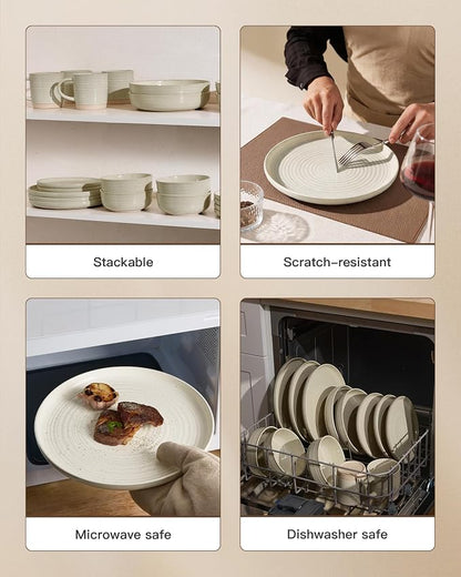 Stoneware Dinnerware Sets with Pasta Bowls, Service