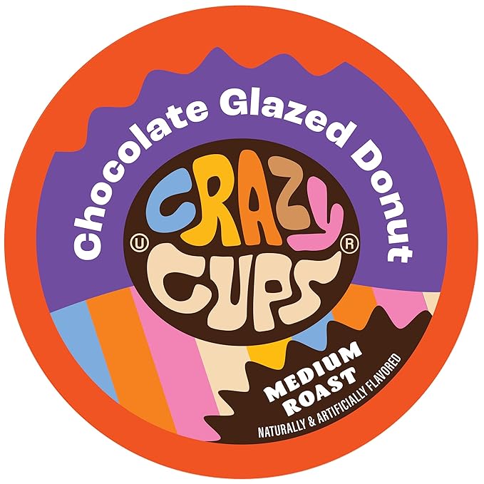 Crazy Cups Flavored Coffee Pods - Chocolate Glazed Donut, Medium Roast, 80 Count (Pack of 1) for Keurig K-Cup Machines - Hot or Iced Coffee, Recyclable Pods