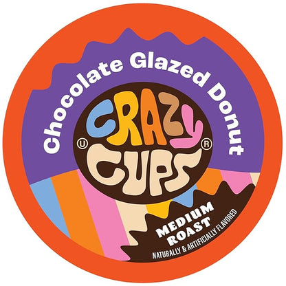 Crazy Cups Flavored Coffee Pods - Chocolate Glazed Donut, Medium Roast, 80 Count (Pack of 1) for Keurig K-Cup Machines - Hot or Iced Coffee, Recyclable Pods