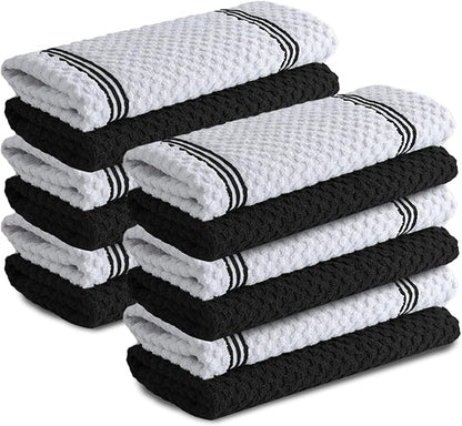 Infinitee Xclusives Premium Kitchen Towels - [Pack of 12] 100% Cotton Kitchen Hand Towels (15 x 25 Inches) - Dish Towels for Kitchen |Storm Black|