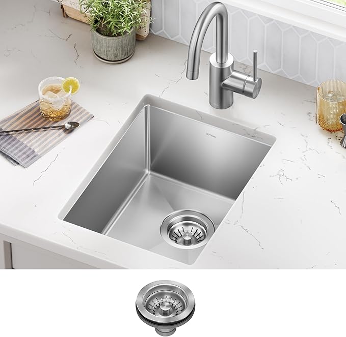 KRAUS Standart Pro 14 -inch Undermount Single Bowl 16 Gauge Stainless Steel Bar Kitchen Sink, KHU101-14