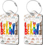 2 Pcs Luggage Tags for Suitcases, PU Leather Cruise Ship Luggage Tags with Privacy Cover Label Address Card and Durable Metal Ring Suitable for Men Women Handbags Backpacks Schoolbag,Fingers Letters