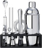 TNGO Cocktail Shaker Set - Mixology Bartender Kit with Sleek Stand - Premium Bar Tool Set All Bar Accessories Includes Martini Shaker Drink Mixer, Muddler, Jigger, Strainer, Bar Mixer Spoon