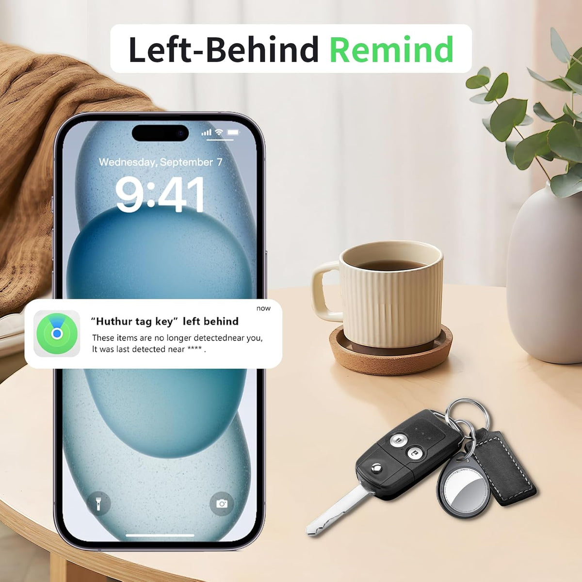 Air Tracker Tags-4 Pack, 5.3 Bluetooth Tracker Work with Apple Find My (iOS Only), 100dB Sound, Smart Tag with Keychain/Lanyard, Item Finder for Luggage/Key/Suitcase, Replaceable Battery, Black.