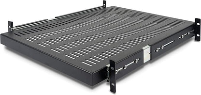 StarTech.com 2U Sliding Server Rack Mount Shelf - 20 to 30in Adjustable Mounting Depth - Vented - 50lb - Heavy Duty Universal 19” Rack Shelf for Equipment Rack - 24in Deep (UNISLDSHF19)