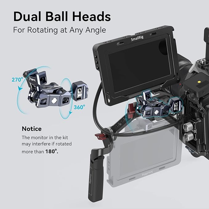 SmallRig Articulating Magic Arm with NATO Clamp and 1/4"-20 Screw (with Retractable Pins), 360 Degree Rotation, Max Load of 12 Ib Magic Arm for Field Monitor, Camera and Lights 3875