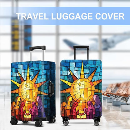 Luggage Cover Washable Suitcase Protector Anti-scratch Suitcase cover Fits 20-34 Inch Luggage (Sun, XL(32-34inch suitcase))