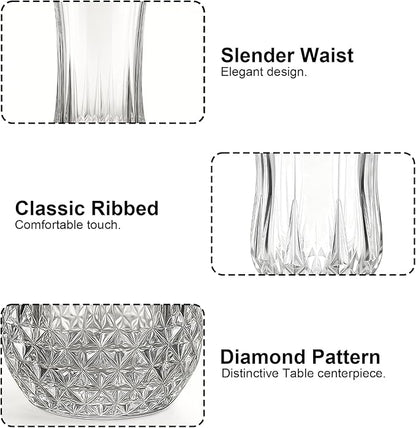 Ruckae Drinking Glasses Set of 8,11 oz and 7 oz Kitchen Water Glass Cups Set,Clear Curvature Glassware Dishwasher Safe,Mixed Drinkware for Beer,Juice,Cocktail,Whiskey,Milk and Various Mixed Drinks
