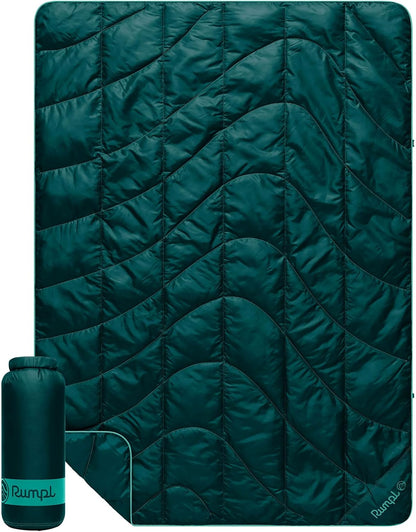 Rumpl Travel Puffy Blanket, Ultra-Packable Travel-Size Warmth and Comfort, Sea Moss