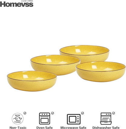 HomeVSS 20-Piece Dinnerware Set - Serves 4, Bright Glaze Yellow plates and bowls sets with Speckle Effect for Microwave & Dishwasher Safe