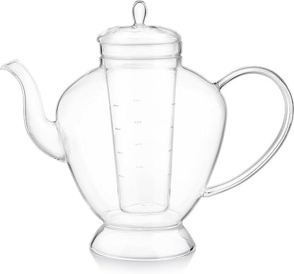 Teabloom Grand Bouquet Glass Teapot with Microdot Glass Infuser – Elegant 50oz Borosilicate Teapot for Whole Leaf & Blooming Teas – A Pure & Visual Tea Experience – Tea Purist's Choice