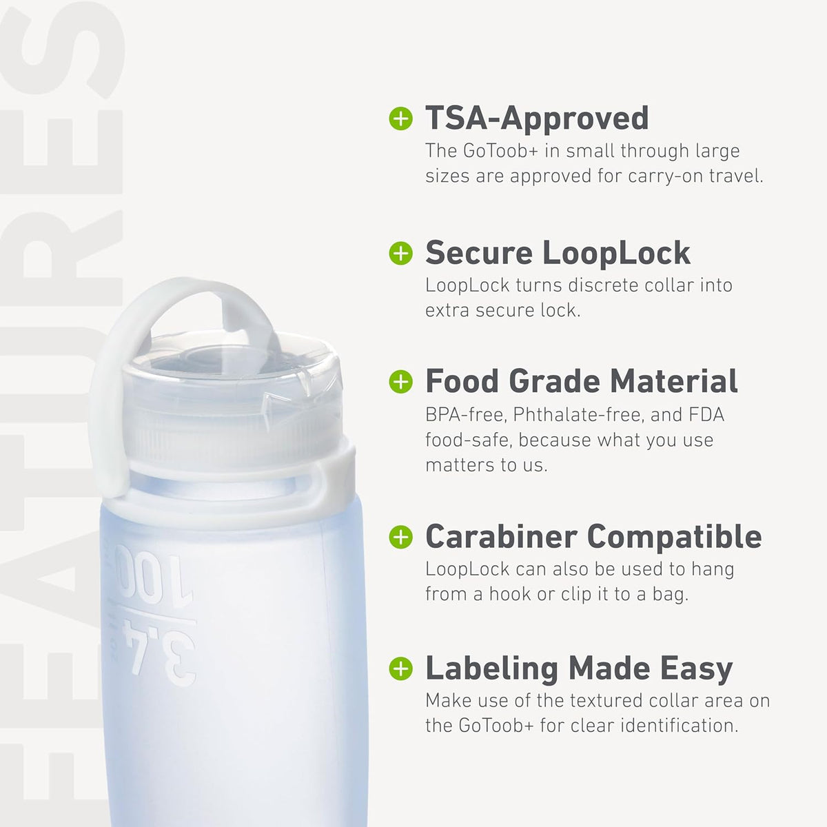 humangear GoToob+ 3-Pack (Small) | Refillable Silicone Travel Bottle | Locking Lid | Food-Safe Material, Clear/Red/Orange, Small (1.7 fl.oz; 53ml)
