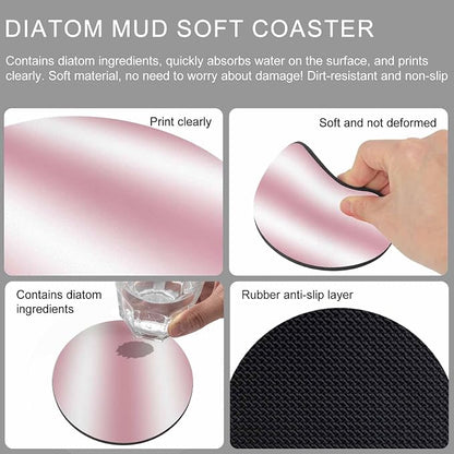 Ombre Pink Coasters Set of 2, Modern Minimalist Geometric Gradient Color