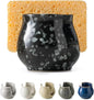 Kitchen Sponge Holder, Ceramic Dish Sponge Holder Kithen Sink Organizer Farmhouse Brush Holder Dish Rack for Bathroom, Kitchen, Sink, Black