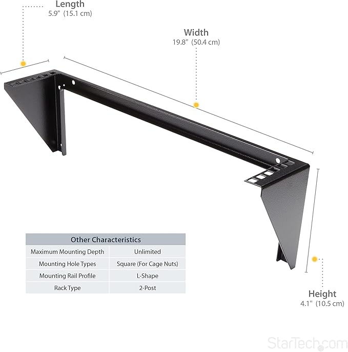 StarTech.com 2U Vertical Wall Mount Patch Panel Bracket - Steel Rack Mount Bracket w/Hardware for 19" Network, Server and Data Equipment , TAA (RK219WALLV)
