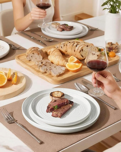 Stoneware Dinnerware Set for 8, Plates and Bowls, Chip & Scratch Resistant