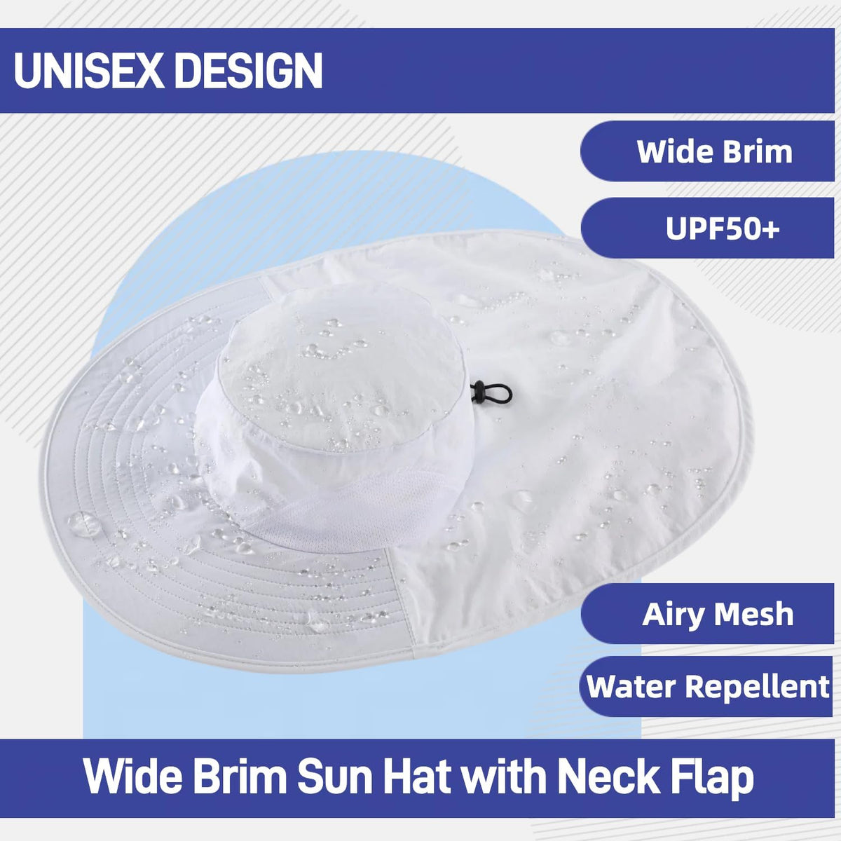 Home Prefer Outdoor UPF50+ Sun Hat Wide Brim Mesh Fishing Hat with Neck Flap