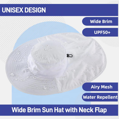 Home Prefer Outdoor UPF50+ Sun Hat Wide Brim Mesh Fishing Hat with Neck Flap