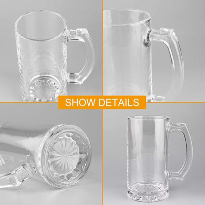 QAPPDA Beer Mugs Set,Glass Mugs With Handle 16oz,Large Beer Glasses For Freezer,Beer Cups Drinking Glasses 500ml,Pub Drinking Mugs Stein Water Cups For Bar,Alcohol,Beverages Set of 8 KTZB02…