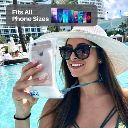 AquaVault 100% Waterproof Floating Smart Phone Case & Money Pouch - Fits All Phones - Made from Premium Heavy Duty PVC for Added Drop Protection - Includes Adjustable Neck Strap. Blue