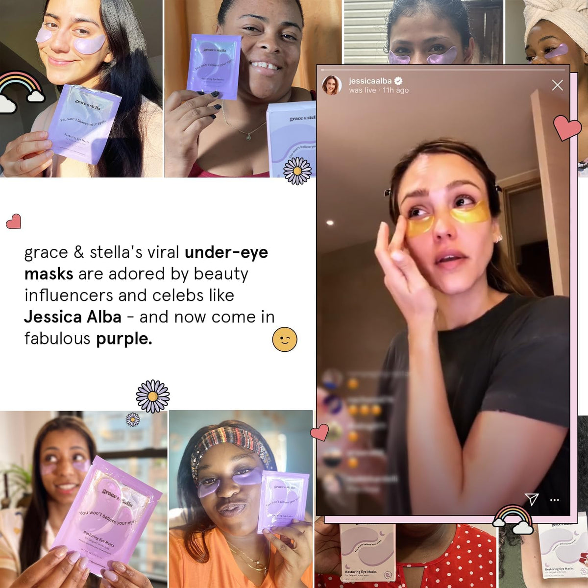 grace & stella Retinol Under Eye Patches for Puffy Eyes and Dark Circles - Restoring Gel Under Eye Masks with Hyaluronic Acid - Vegan Cruelty-Free Skincare - Birthday Gifts for Women (Purple, 6 Pairs)