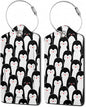 2Pcs Luggage Tag for Suitcase Penguin Animals Cute Luggage Tag with Privacy Flap & Name ID Label & Metal Loop, Travel Suitcase Tags for Women
