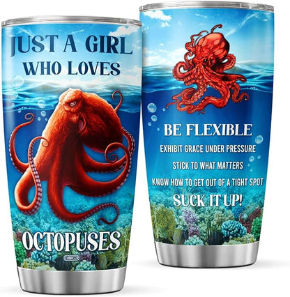 CUBICER Octopus Coffee Tumblers Insulated Tumbler Gifts For Octopus Lovers Women Men Birthday Large 20 Oz Mug Cup Stainless Steel Travel Mugs Accessories Room Decor Supplies