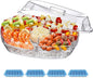 INNOVATIVE LIFE Appetizer Serving Tray on Ice, 15 Inch Party Platter with 4 Ice Cube Tray, Kitchen Chilled Food Bowl with Compartment and Lids for Shrimp, Fruits, Vegetables, Salads, Sushi, Clear