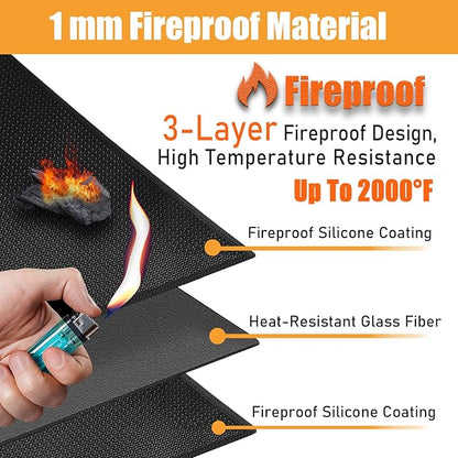 TOHONFOO 60 x 48 in Under Grill Mat for Outdoor Grill - Fireproof BBQ Mats for Grilling to Protect The Deck, Patio, Pavers - Easy to Clean Indoor Fireplace Mat - 1mm