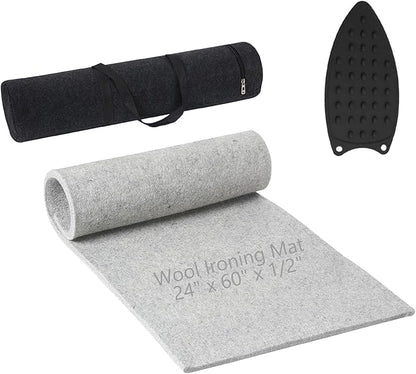 Wool Pressing Mat for Quilting, 24" X 60" Portable Wool Ironing Mat 100% Felted Wool Iron Board for Quilters, Great for Quilting & Sewing Projects