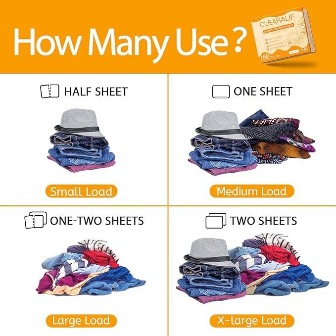 Laundry Detergent Sheets Up to 160 Loads, Amber Dusk - Great For Travel,Apartments, Dorms,CLEARALIF Laundry Detergent Strips Eco Friendly & Hypoallergenic - 80 Sheets