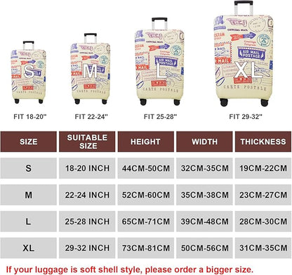 WUJIAONIAO Travel Luggage Cover Baggage Suitcase Cover Protector Skins 18-32 Inch (Stamp pattern A13, M (for 22-24 inch luggage))